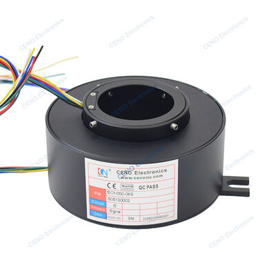 Slip ring through-hole với đường kính trong 50mm, tín hiệu PT100 và tốc độ hoạt động 300 vòng/phút cho cánh tay robot